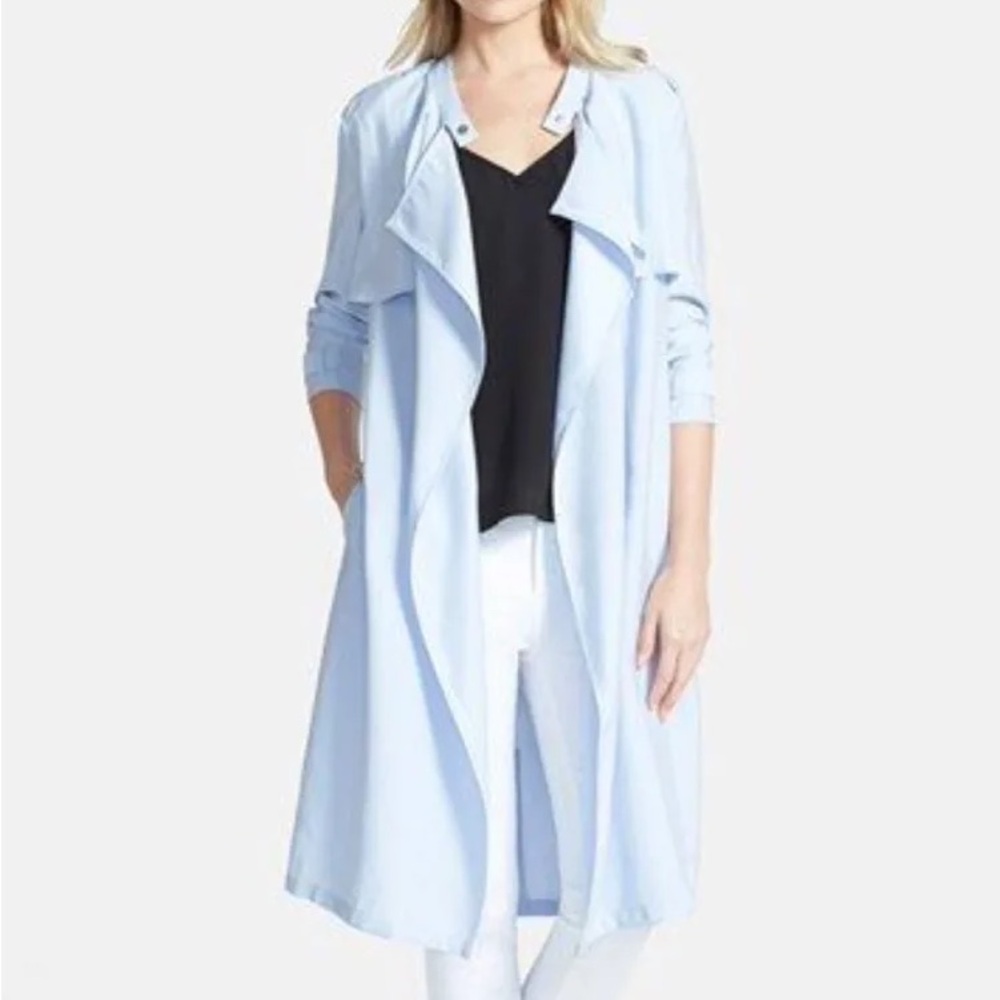 Nordstrom Trouvé Powder Blue Soft Trench Coat